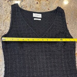 St. John Black Sparkle Knit V-Neck Dress. Classic SJ knit that provides stretch